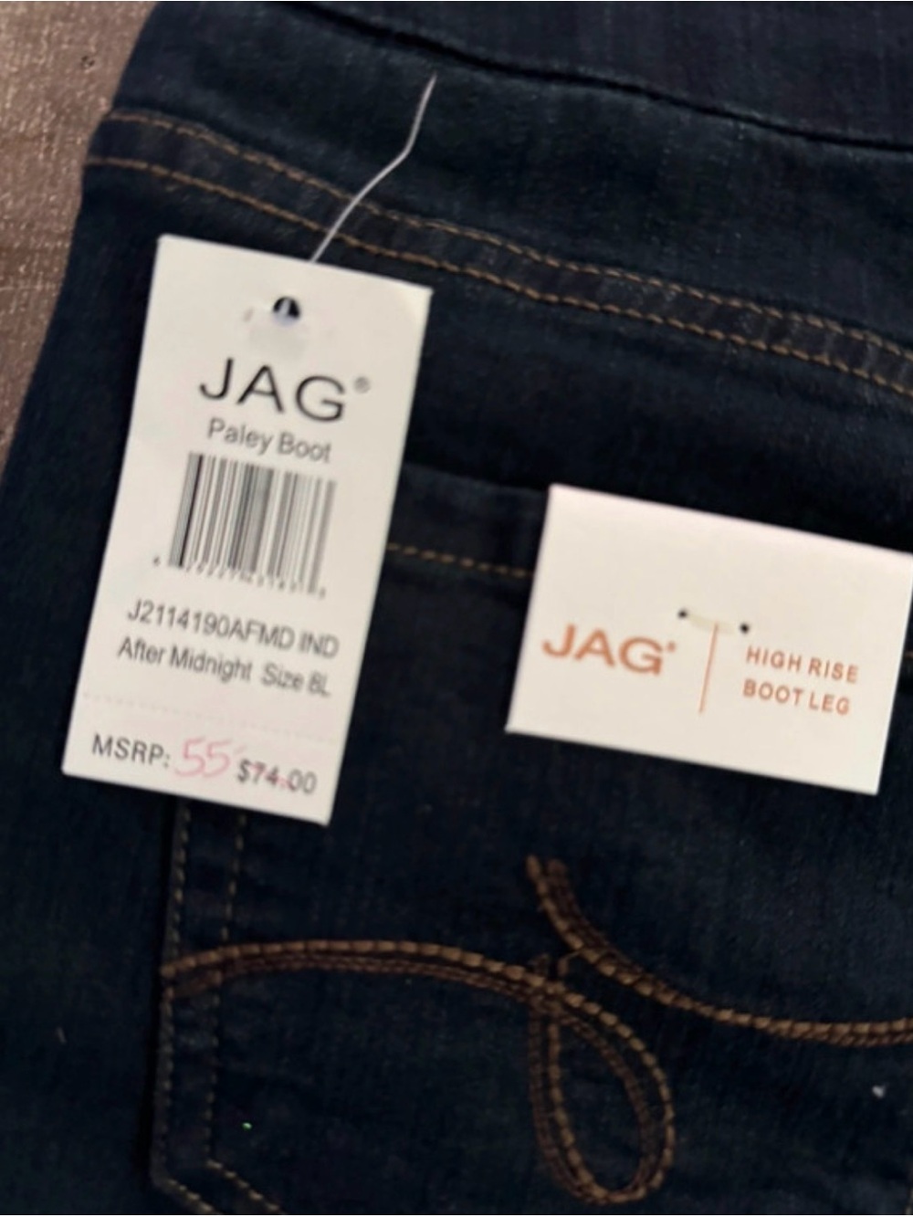 Women’s Jag Jeans Size 8 Long After Midnight - Paley Bootcut Stretch Jeans - Picture 3 of 4
